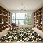White Jasmine Blossom Trellis Grid Rug