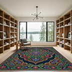 Intricate Floral Medallion Gold Border Rug