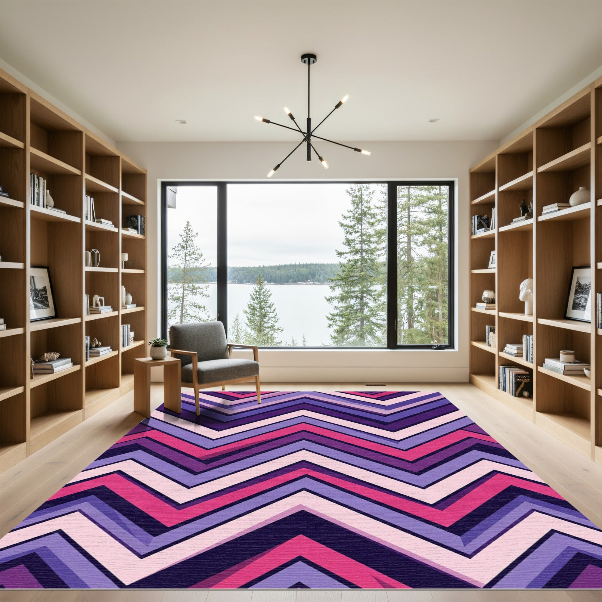 Vibrant Purple Pink Chevron Zigzag Rug