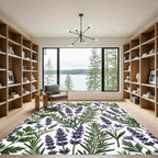 Purple Lavender Greenery Floral Tile Rug