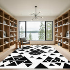 Minimalist Black and White Geometric Triangles Rug