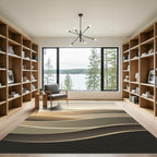 Minimalist Neutral Wavy Gradient Landscape Rug