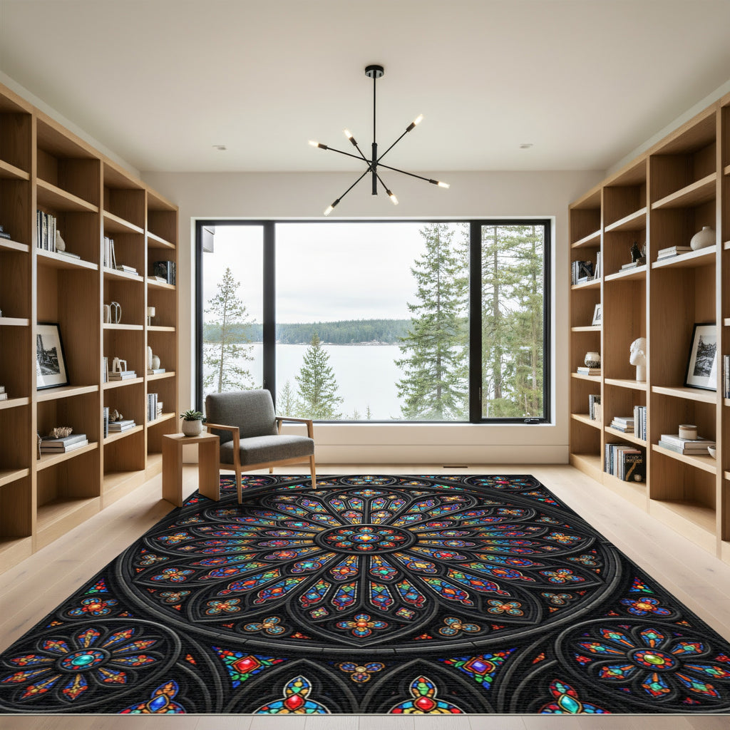 Gothic Vivid Stained Glass Window Rug