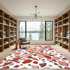 Abstract Terracotta Terrazzo Geometric Fragments Rug