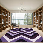 Modern Purple Geometric Chevron Art Rug