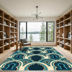 Deep Teal Archway Keyhole Pattern Rug