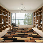 Earthy Tone Stacked Stone Wood Rug