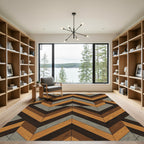 Geometric Wood Grain Chevron Rug
