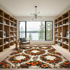 Autumn Wreath Floral Persimmon Harvest Art Rug