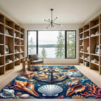 Nautical Anchor Seashell Beach Scape Rug