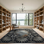 Silver Metallic Botanical Filigree Embellishment Rug