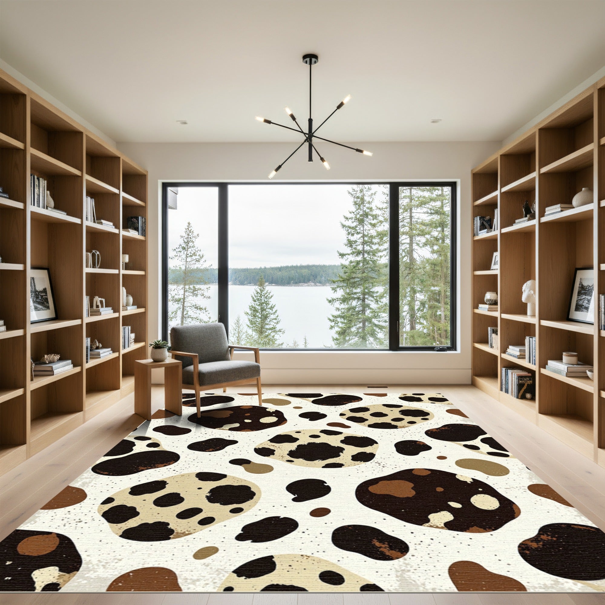 Abstract Spotted Cream and Coffee Animal Rug