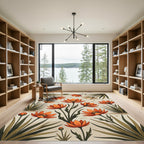Botanical Amber Orange Desert Flower Area Rug