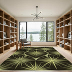 Olive Starburst Geometric Mid-Century Rug