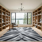 Monochrome Geometric Metallic Slant Abstract Rug