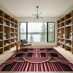 Victorian Rich Burgundy Draped Stripes Rug