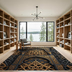 Ornate Gold Celestial Lattice Arch Rug