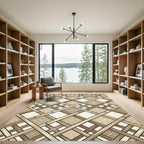Geometric Lattice Woven Neutral Grid Rug
