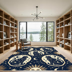 Celestial Mystic Black Cat Starry Sky Rug