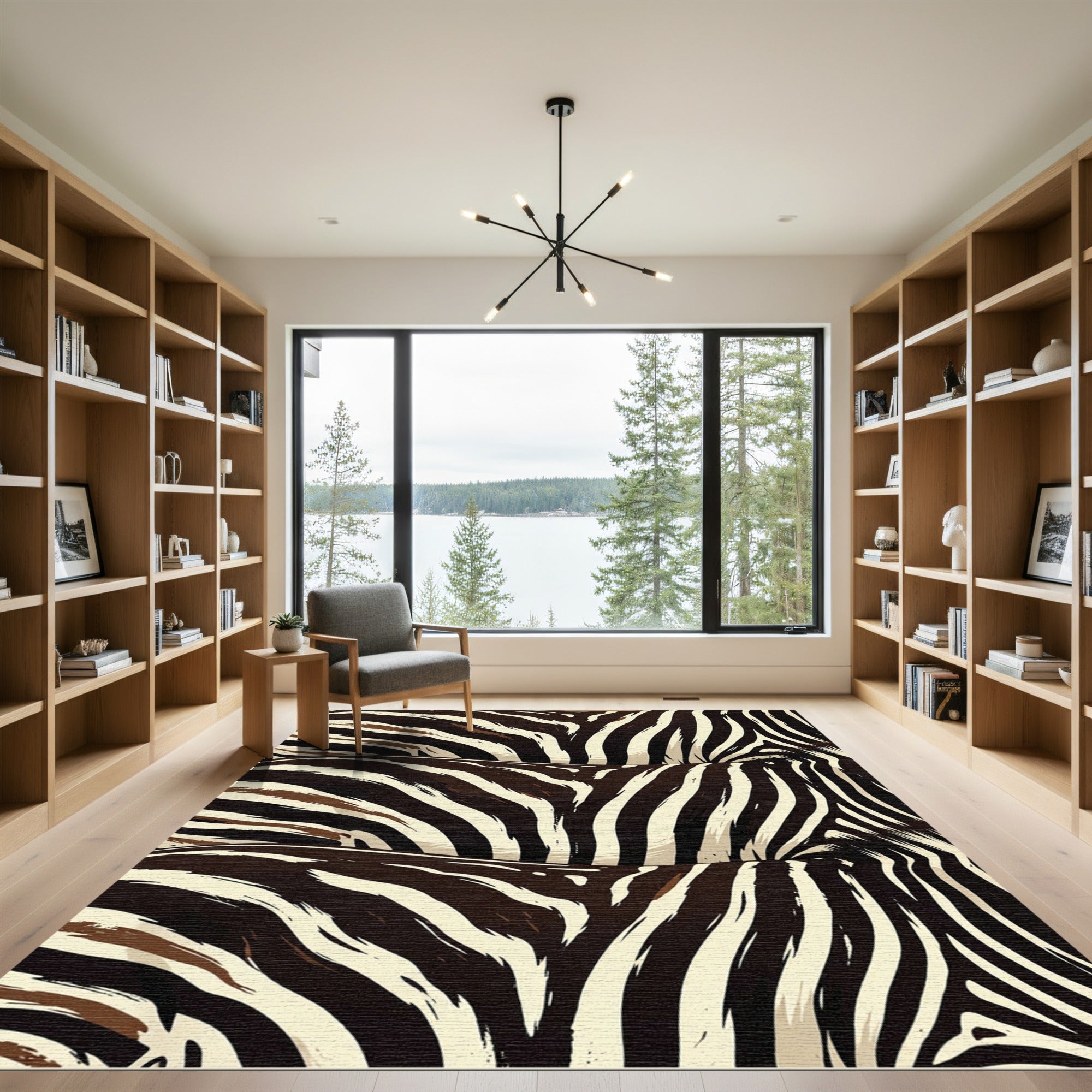 Bold Zebra Stripe Abstract Wave Rug