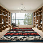 Red White Twisted Rope Stripes Rug
