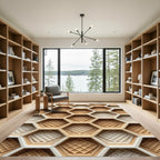 Textured Geometric Honeycomb Waffle Grid Rug