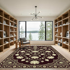 Crimson Floral Lotus Mandala Rug