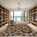 Wild Tiger Faces Animal Print Rug