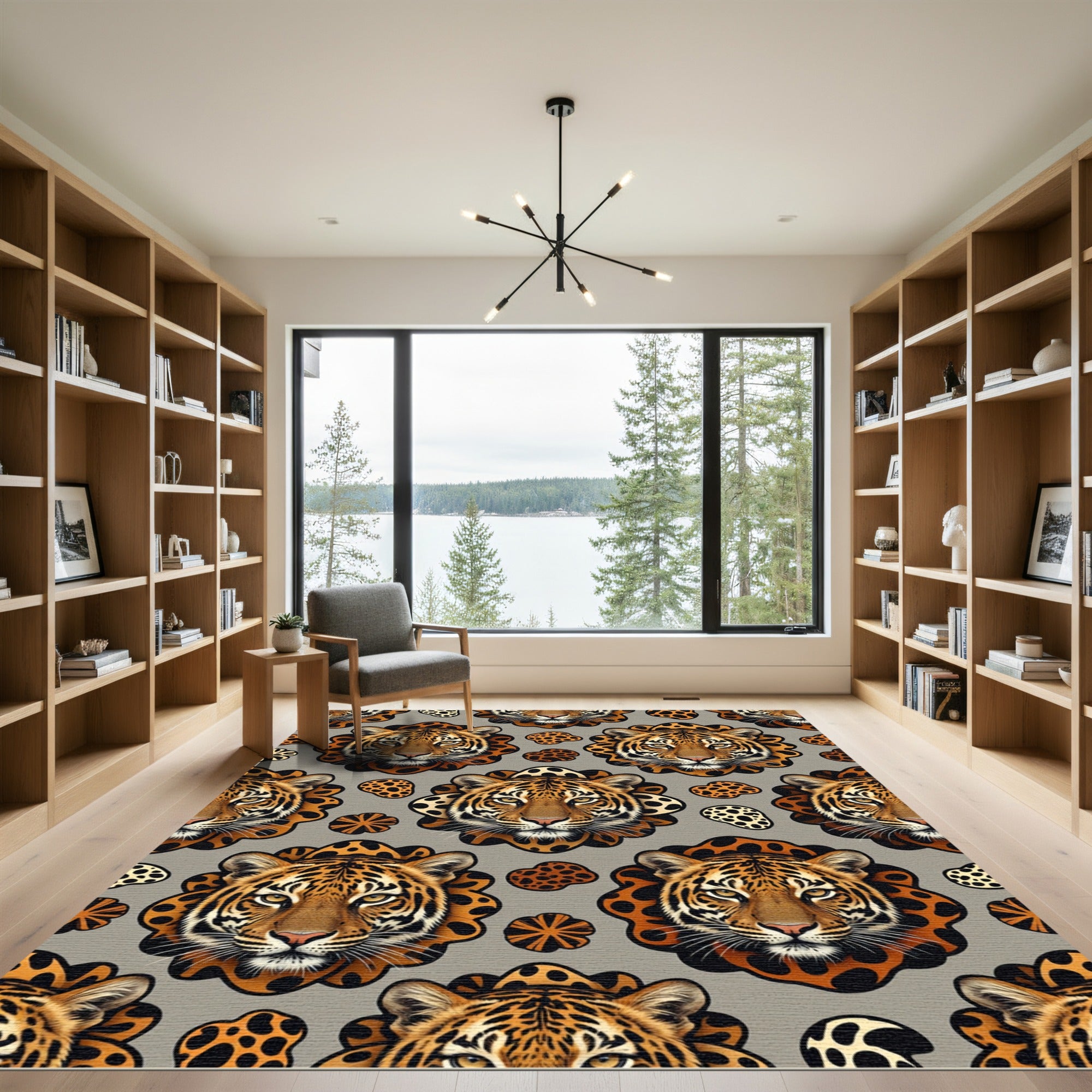 Wild Tiger Faces Animal Print Rug