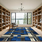 Interlocking Blue Gray Cream Texture Rug