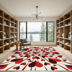 Radiant Crimson Heartburst Geometric Art Rug
