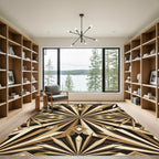 Geometric Gold Ray Sunburst Decorative Rug