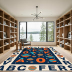 Retro Space Alphabet Orange Teal Rug
