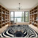 Mono Black White Stripes Animal Rug