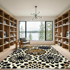 Leopard and Panther Face Floral Collage Rug