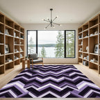 Purple Chevron Geometric Composition Rug