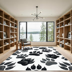 Black and Gray Animal Paw Tracks Rug