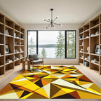 Golden Geometric Abstract Triangle Mosaic Rug