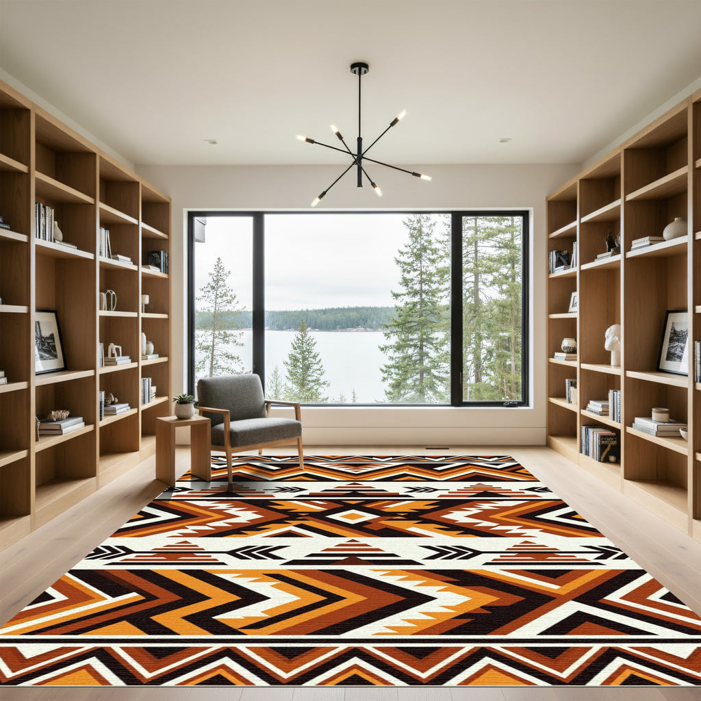 Earthy Geometric Aztec Terracotta Accent Rug
