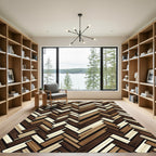 Rustic Brown Wood Herringbone Rug