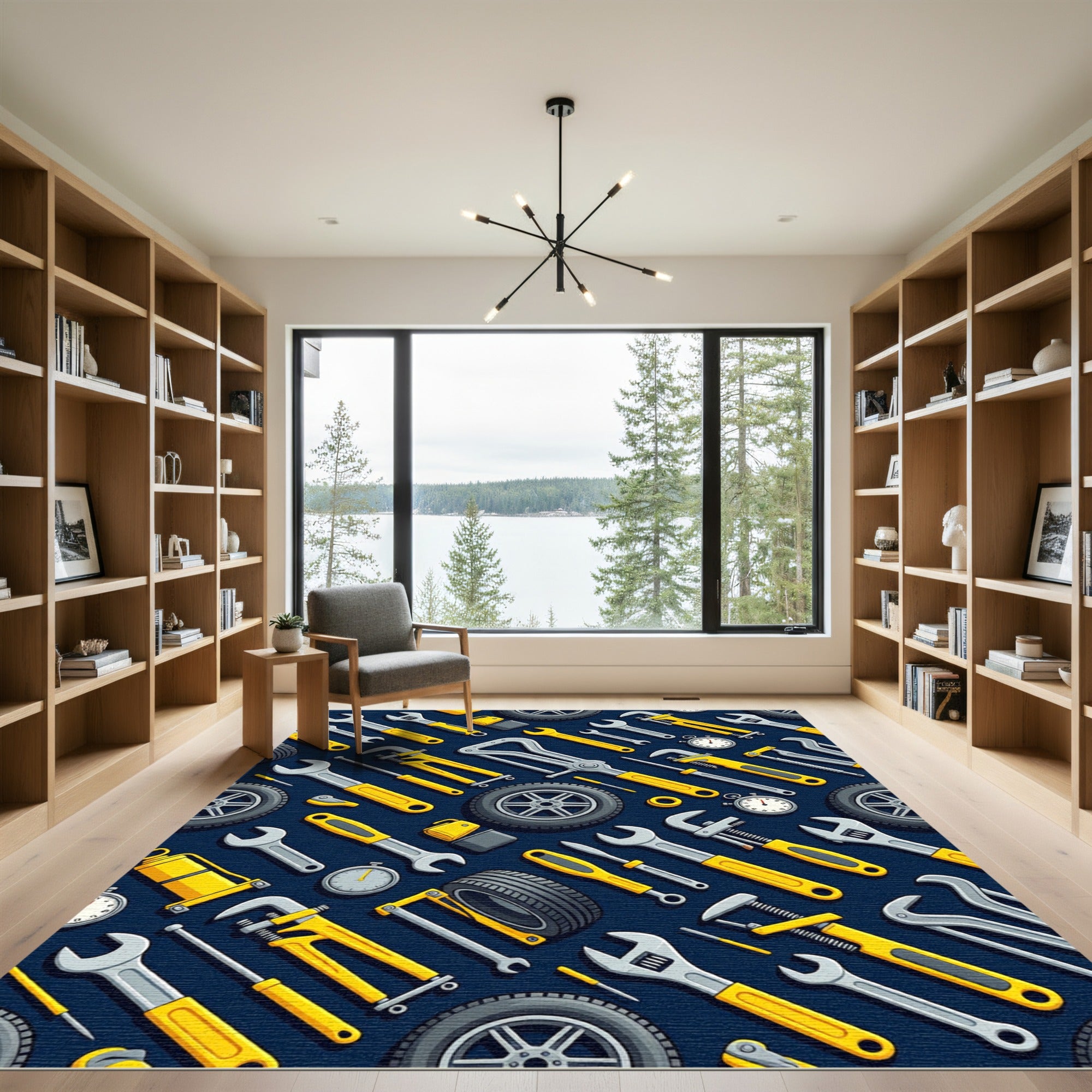 Mechanic Tool Yellow Automotive Gear Art Rug
