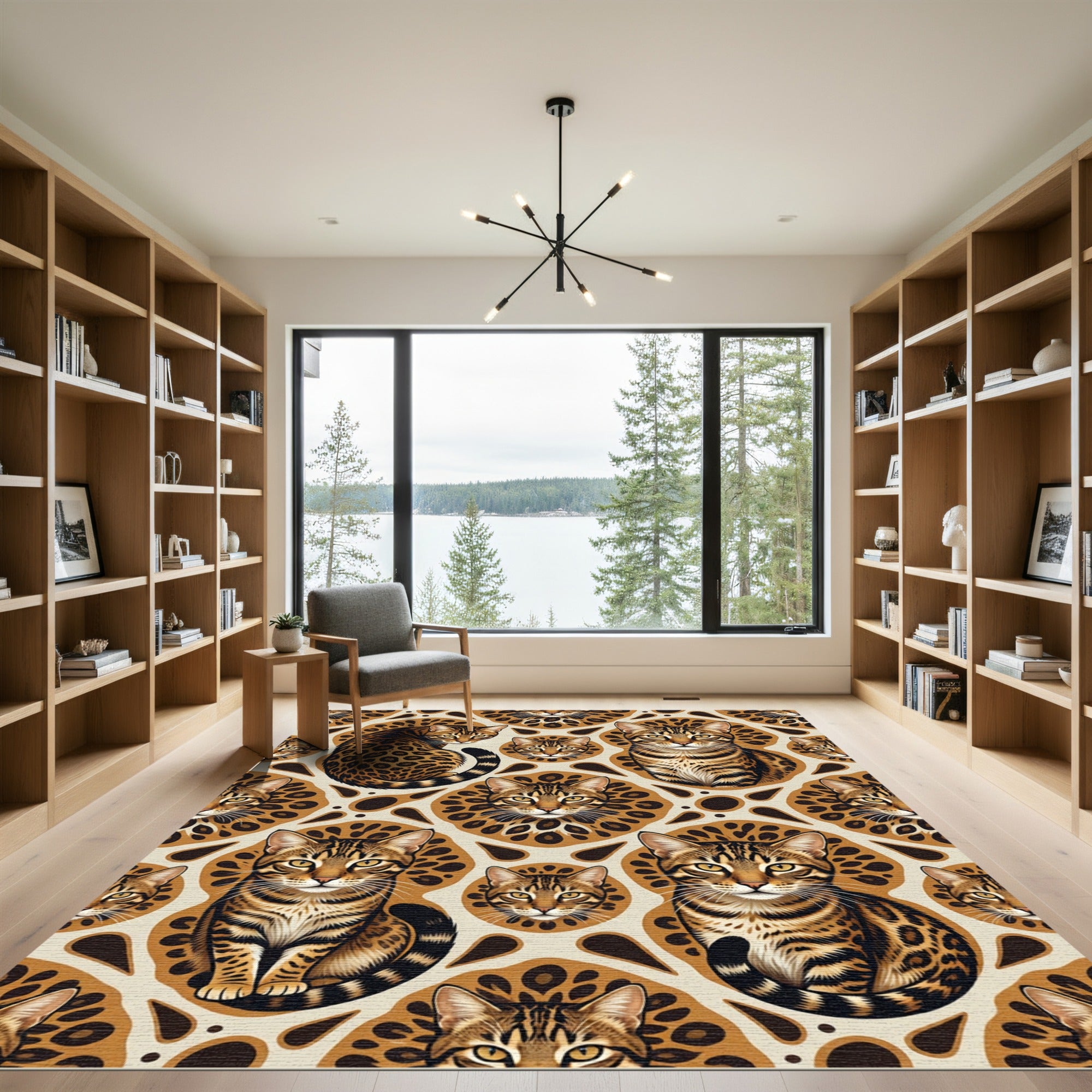 Sophisticated Bengal Cat Medallion Rug