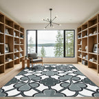 Sophisticated Slate Gray Clover Geometric Rug