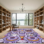 Playful Purple Kitten Treat Pattern Rug