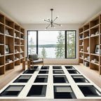 Minimalist Monochromatic Architectural Window Grid Rug
