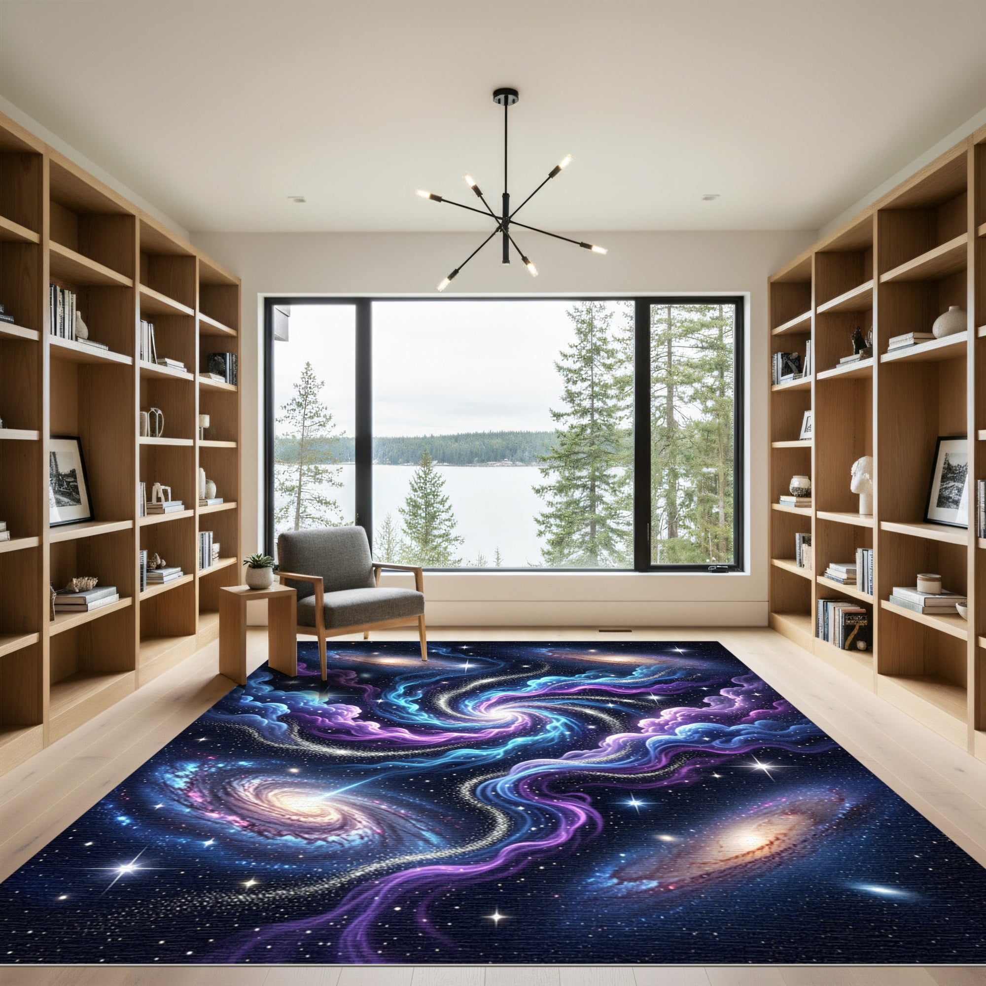 Cosmic Blue Purple Swirling Nebula Rug