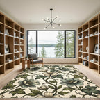 Sage Botanical Ivy Flower Vine Illustration Rug