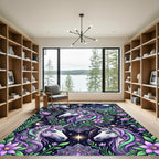 Mystical Purple Unicorn Celestial Floret Garden Rug
