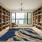 Midnight Golden Mountain Topographical Landscape Rug