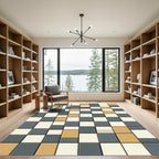 Modern Square Mosaic Tan Gray Rug